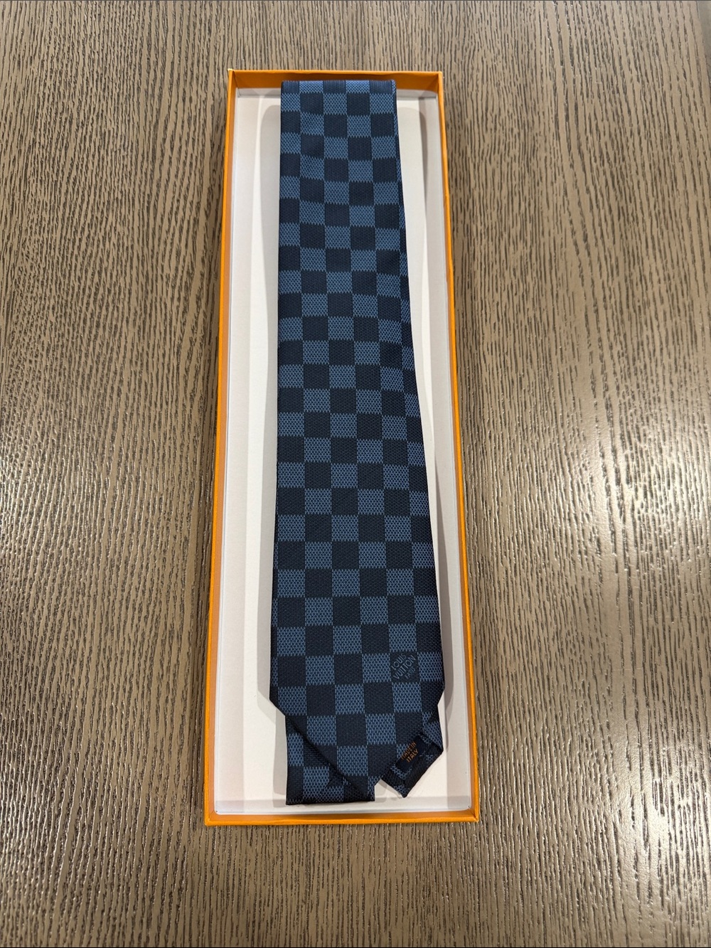 Authentic Louis Vuitton Blue Checkered Men's Tie -